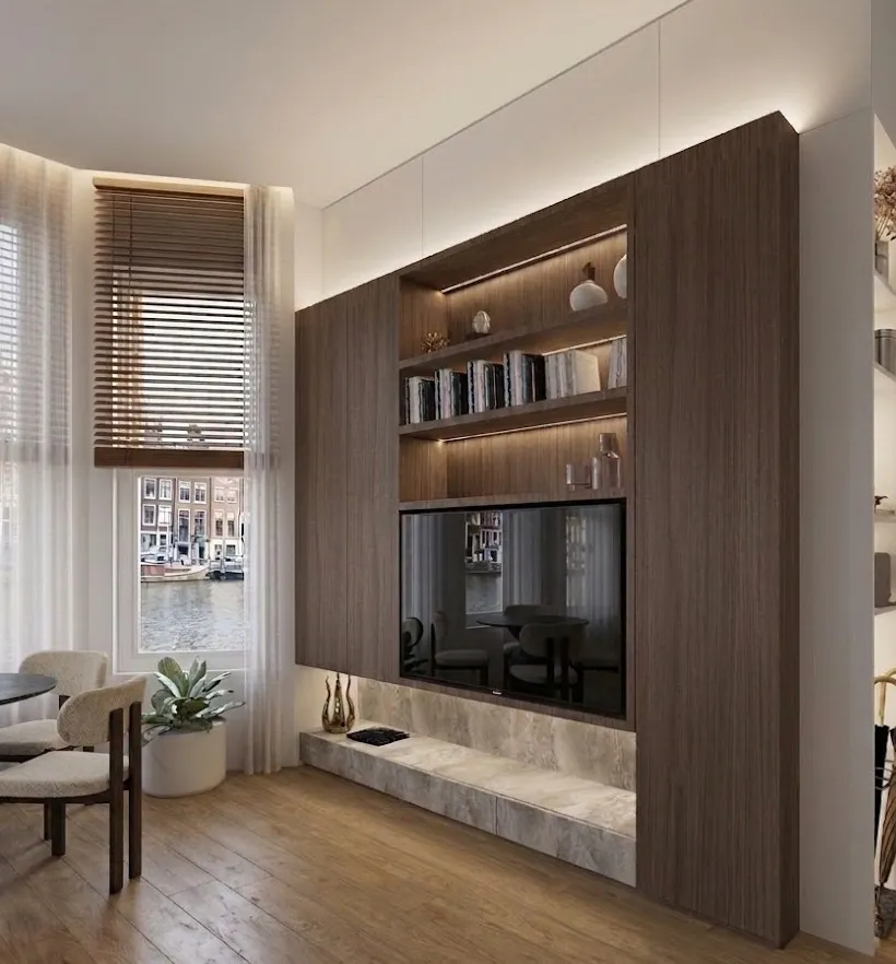 Living space in warm neutral tones