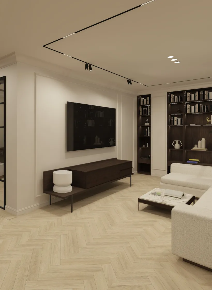 Plaster wall with warm lighting